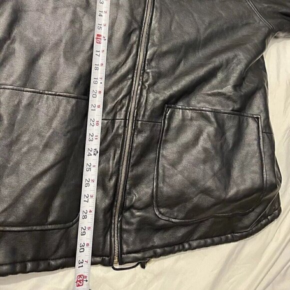 Vintage Marc Mattis Women’s Black Leather Jacket Double-Side Leopard Print Sz M - Picture 8 of 16